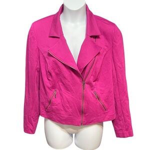 Lane Bryant Pink Cropped Stretch Bright Trendy Moto Jacket Women's Plus 20